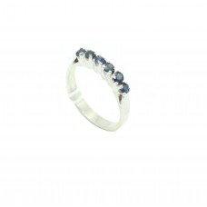 Handcrafted Band Ring Women's 925 Sterling Silver Natural Blue Sapphire Stones
